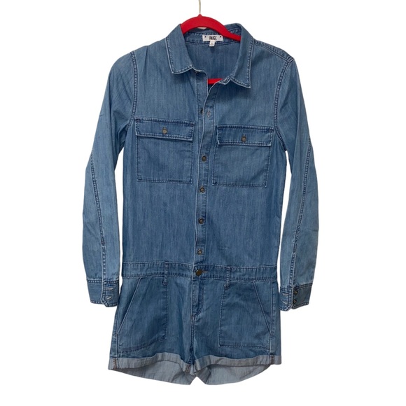 PAIGE Jackson Romper in Flyer from Revolve - Long sleeve denim shorts size XS - Picture 5 of 7
